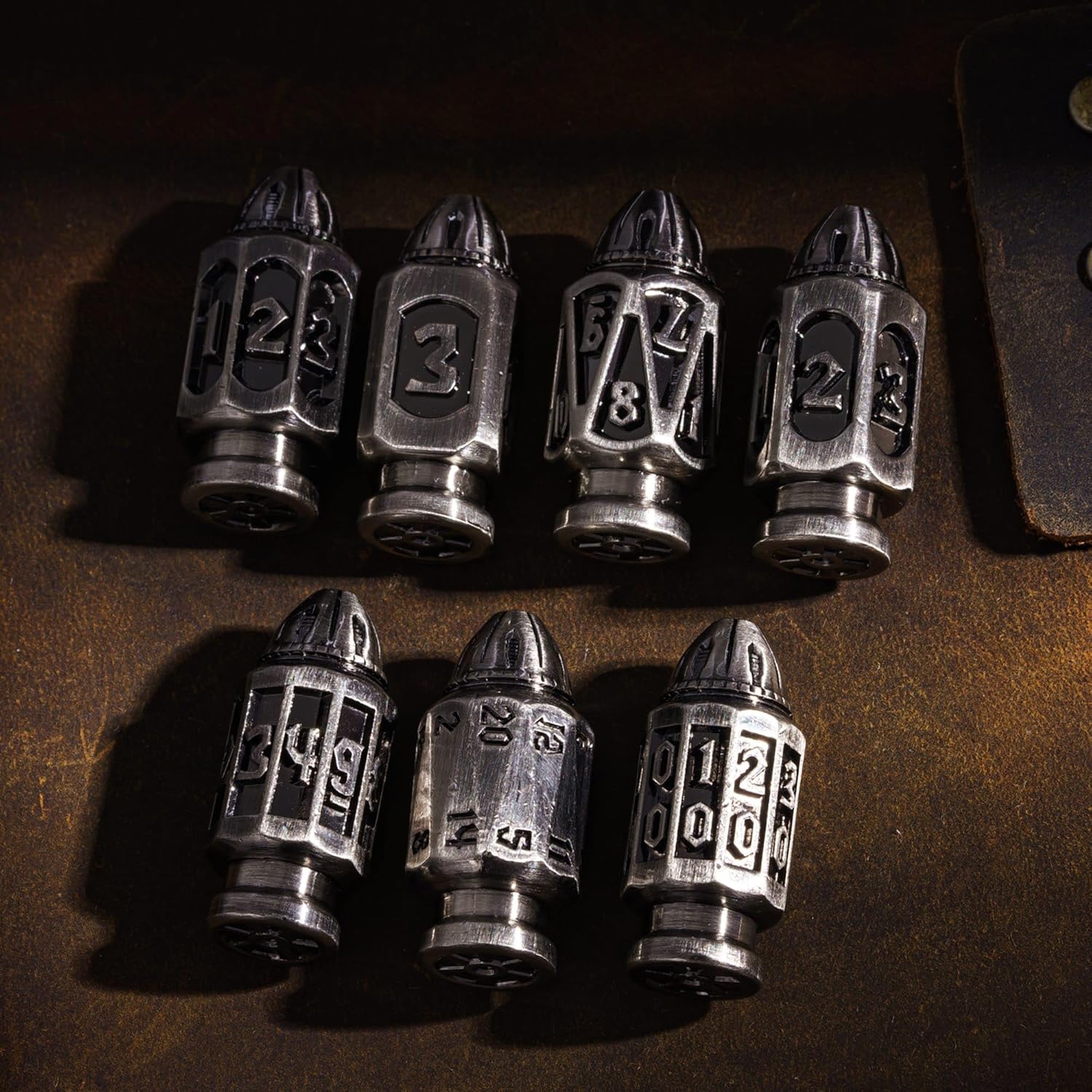 Silver Bullet Metal Dice Set With Magazine Storage Container